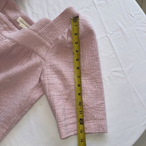 Treasure & Bond Pink Puff Sleeve Cotton-Blend Square Neck Blouse M - Picture 10 of 11